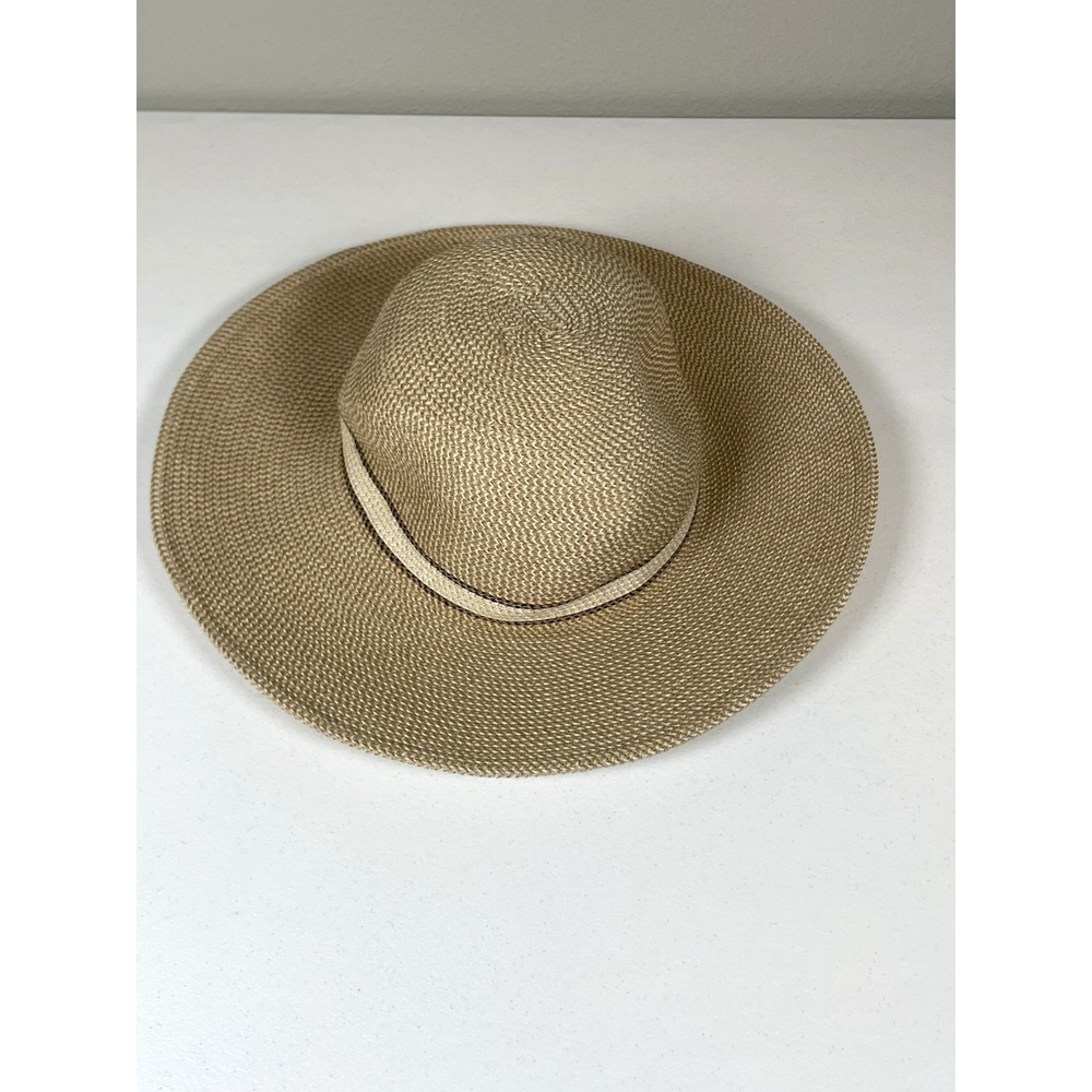 Women's Solar Escape Wide Brim Sun Hat with Chin Strap Beige Beach Straw